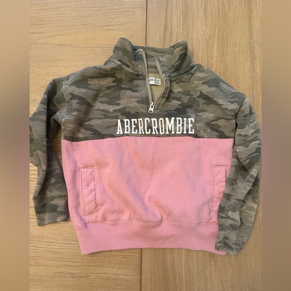 Abercrombie Kids Camo and Pink Half-Zip Sweatshirt